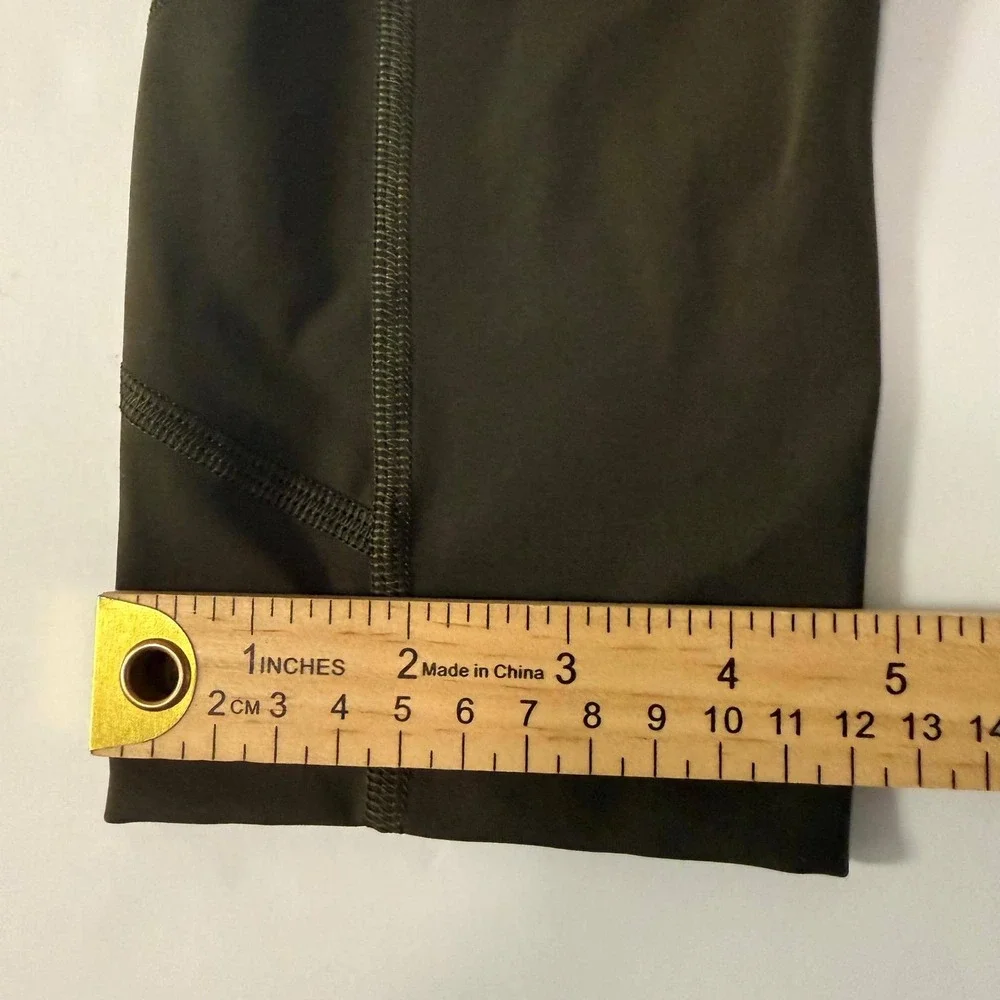 Lululemon Speed Up Crop 21 Dark Olive Green Running Leggings Pockets Womens 4